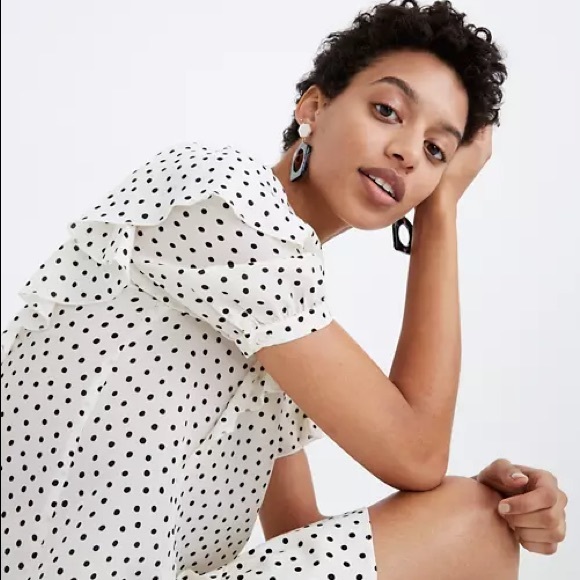 Madewell silk shoulder ruffle top NWT - Picture 3 of 6